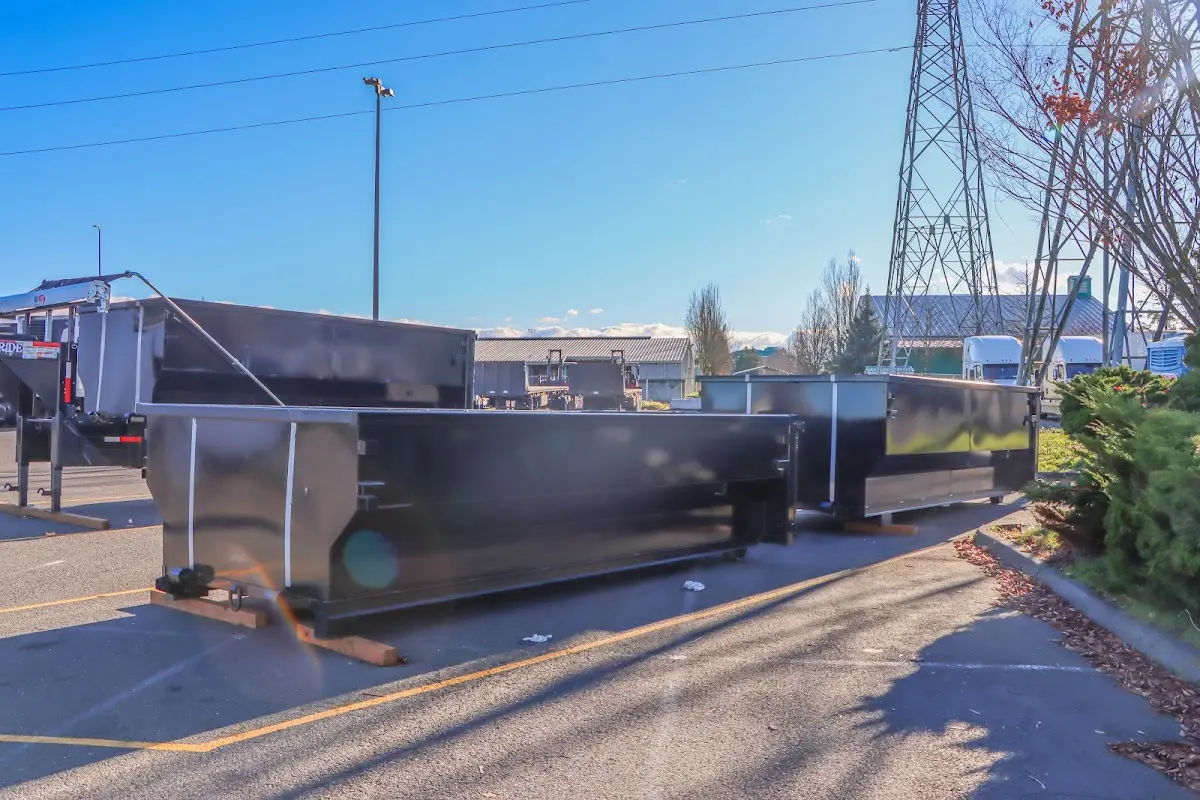 Roll-off dumpster ready for waste disposal at job site for 15 Yard Dumpster Rental in Wade Hampton